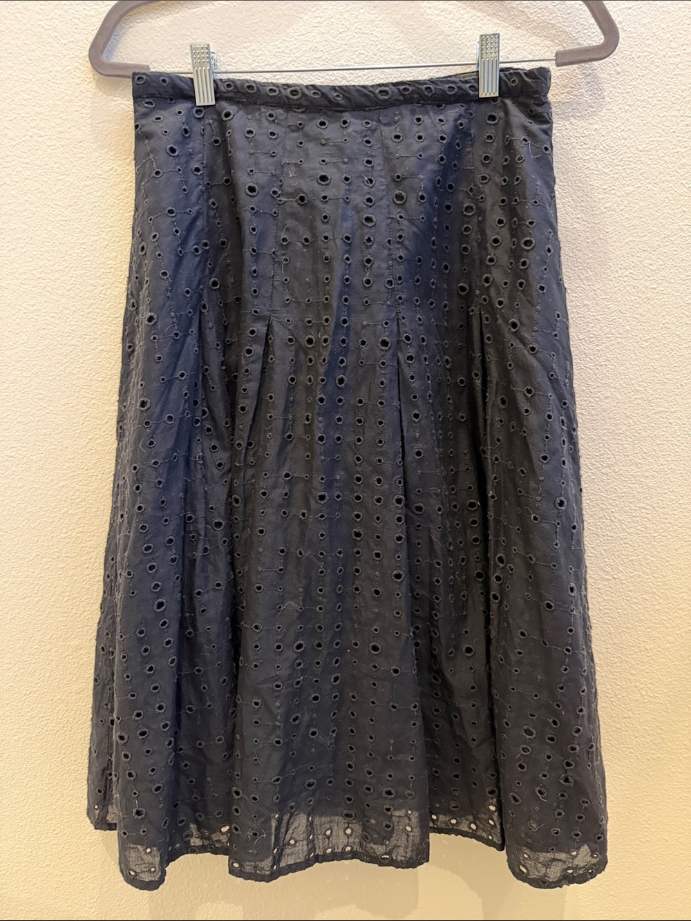 J. Crew Eyelet Midi Skirt in Black Size 6